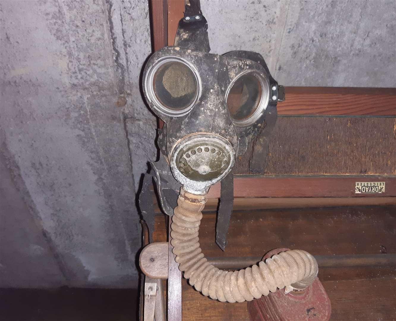 A gas mask left in the tunnels