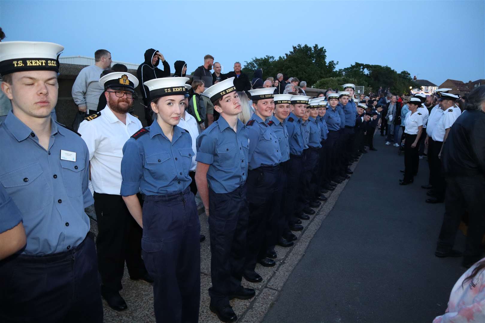 Sheppey Sea Cadets at the lighting of the Island's only Platinum Jubilee Beacon at Queenborough. Picture: John Nurden