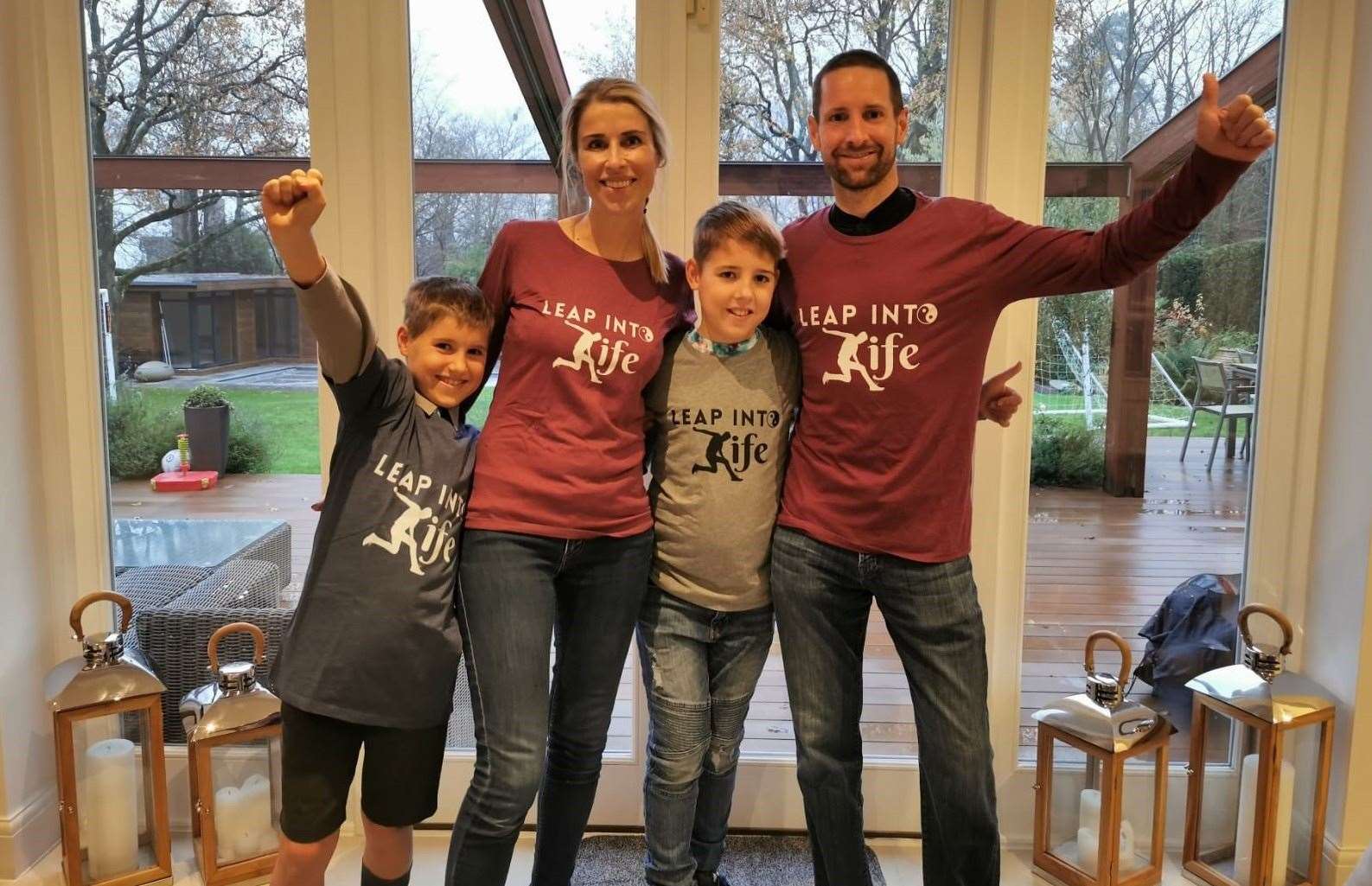 Johan, Francisca, Kasten and Stirling in their Leap Into Life t-shirts