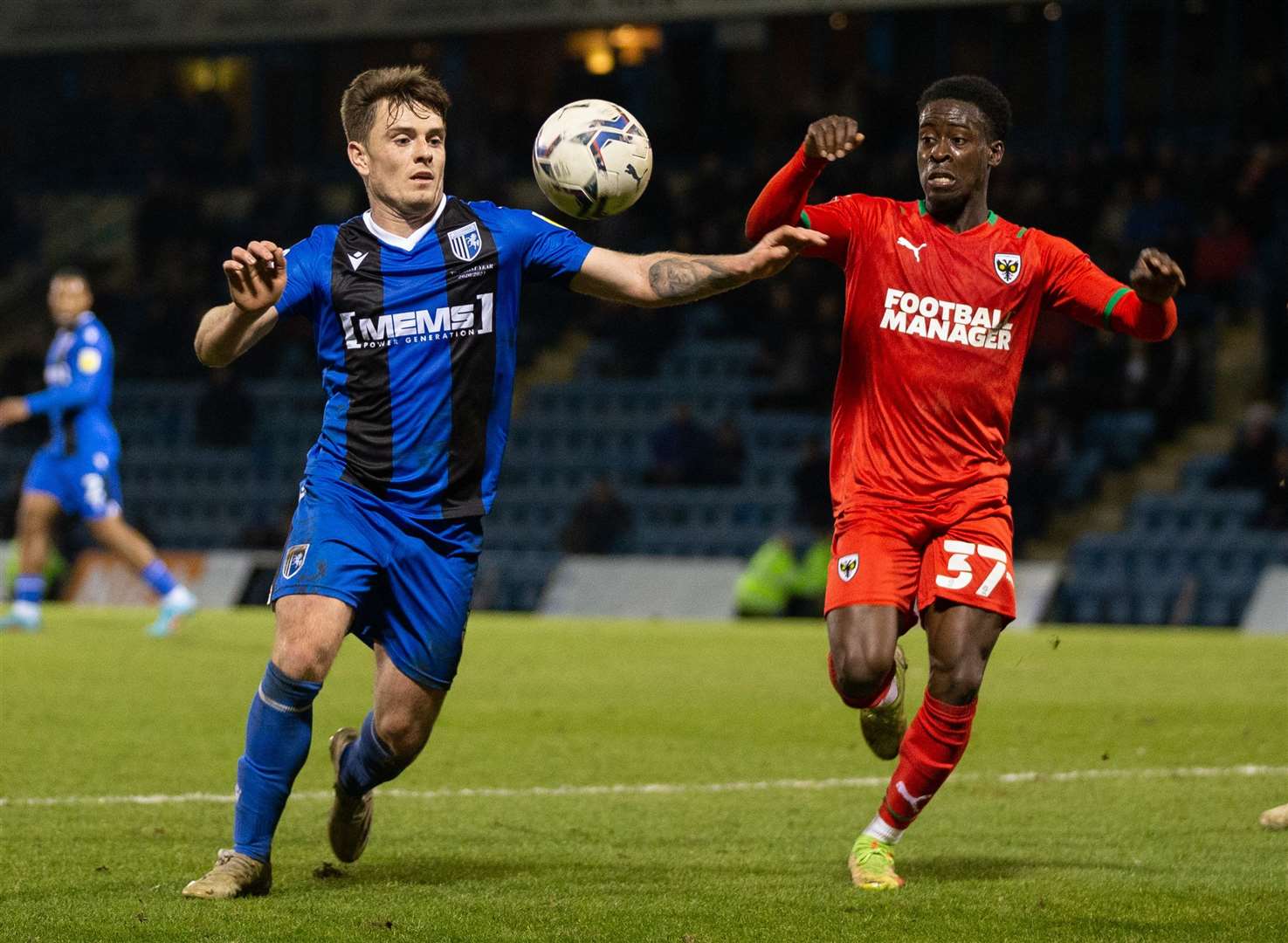 Ben Thompson in action for Gillingham against Wimbledon on Tuesday Picture: KPI