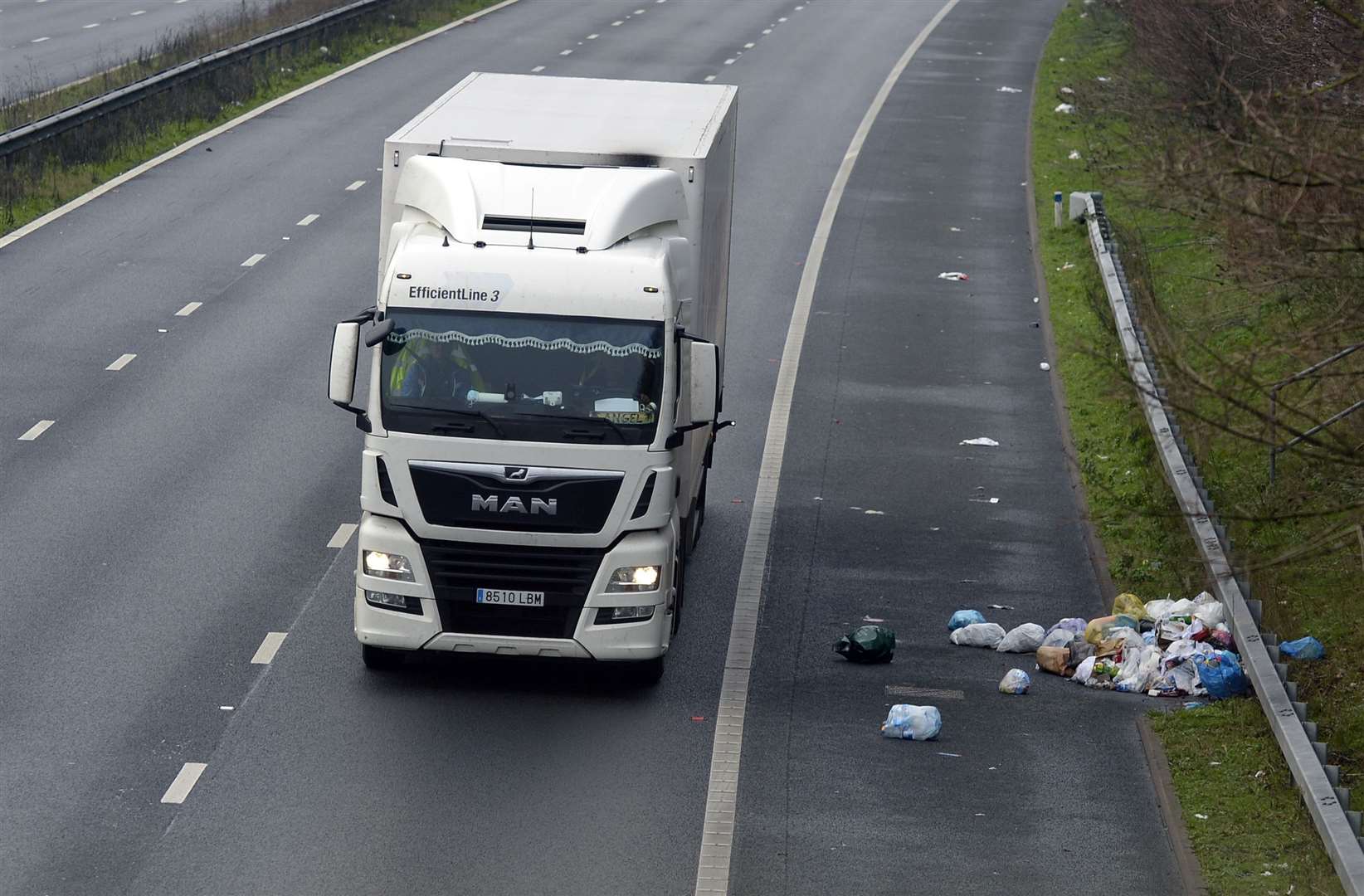 Rubbish left on the M20 between Junctions 10a and 12 after Operation Stack. Picture: Barry Goodwin
