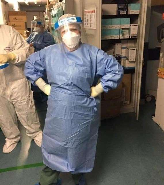 Darent Valley Hospital nurse Melanie Williams in full PPE
