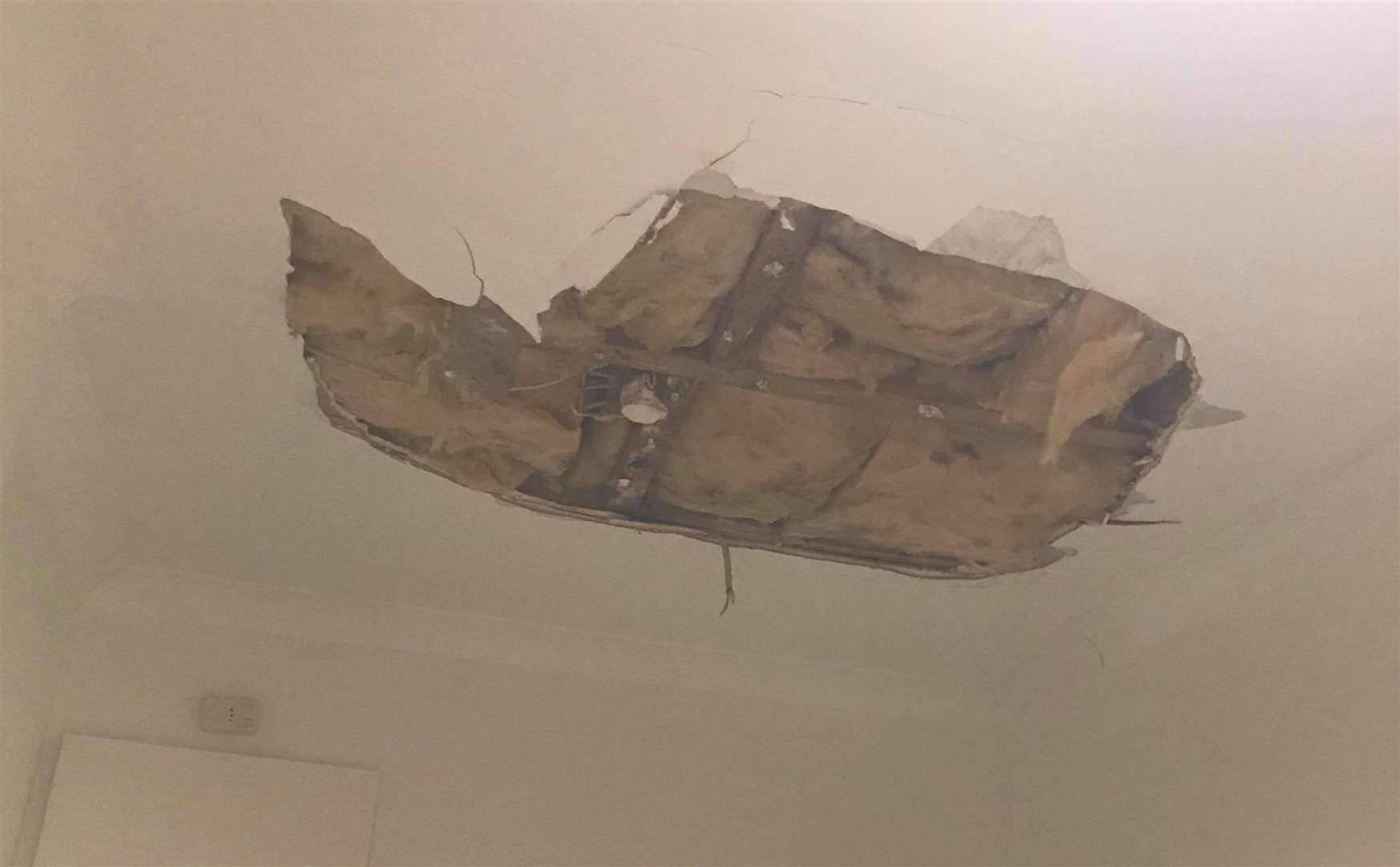 The collapsed ceiling in Chloe's room