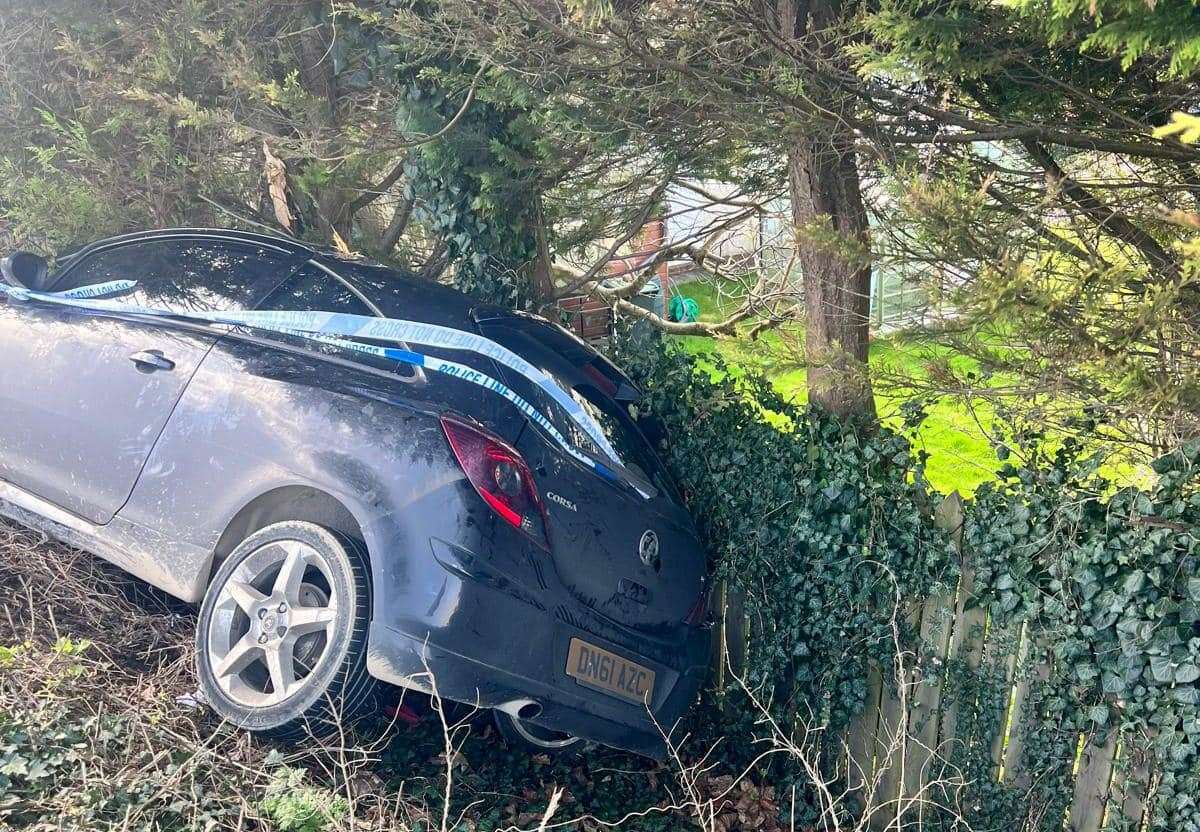 The car remains in the ditch with police tape around it. Picture: Lynda Flanagan