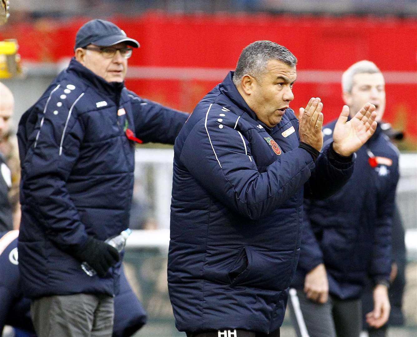 John Still and Hakan Hayrettin direct proceedings on the touchline Picture: Sean Aidan