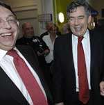 Chancellor Gordon Brown (right) and Gillingham MP Paul Clarke share a joke. Picture: GRANT FALVEY