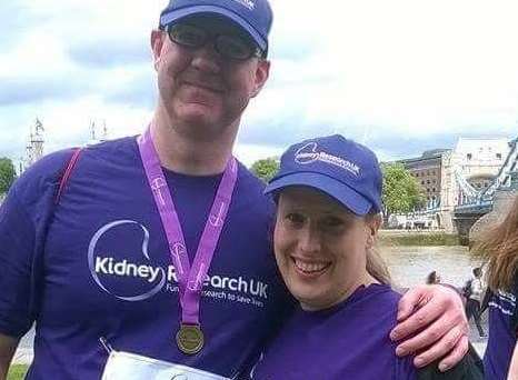 Sarah and Jason after he did a charity walk in London for kidney research