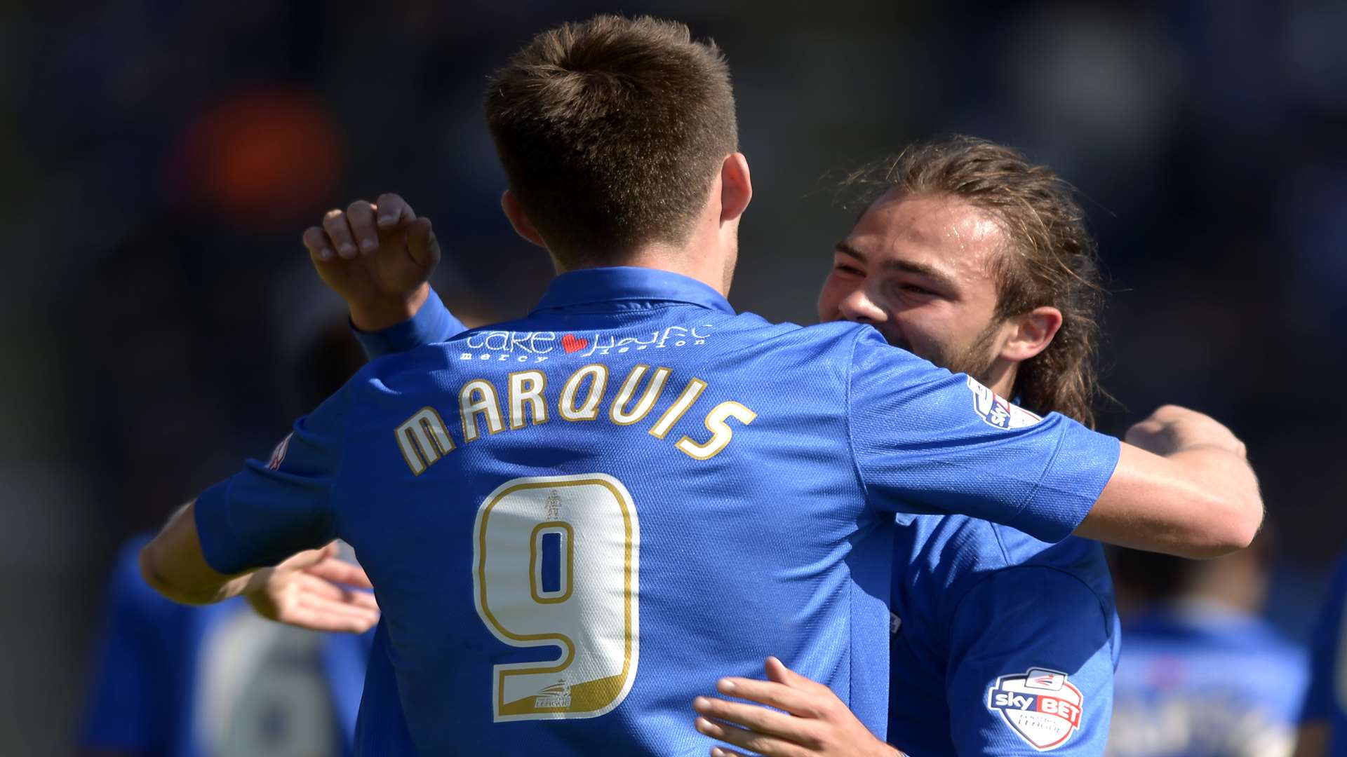 Bradley Dack and John Marquis celebrate Dack's winner against Rochdale Picture: Barry Goodwin