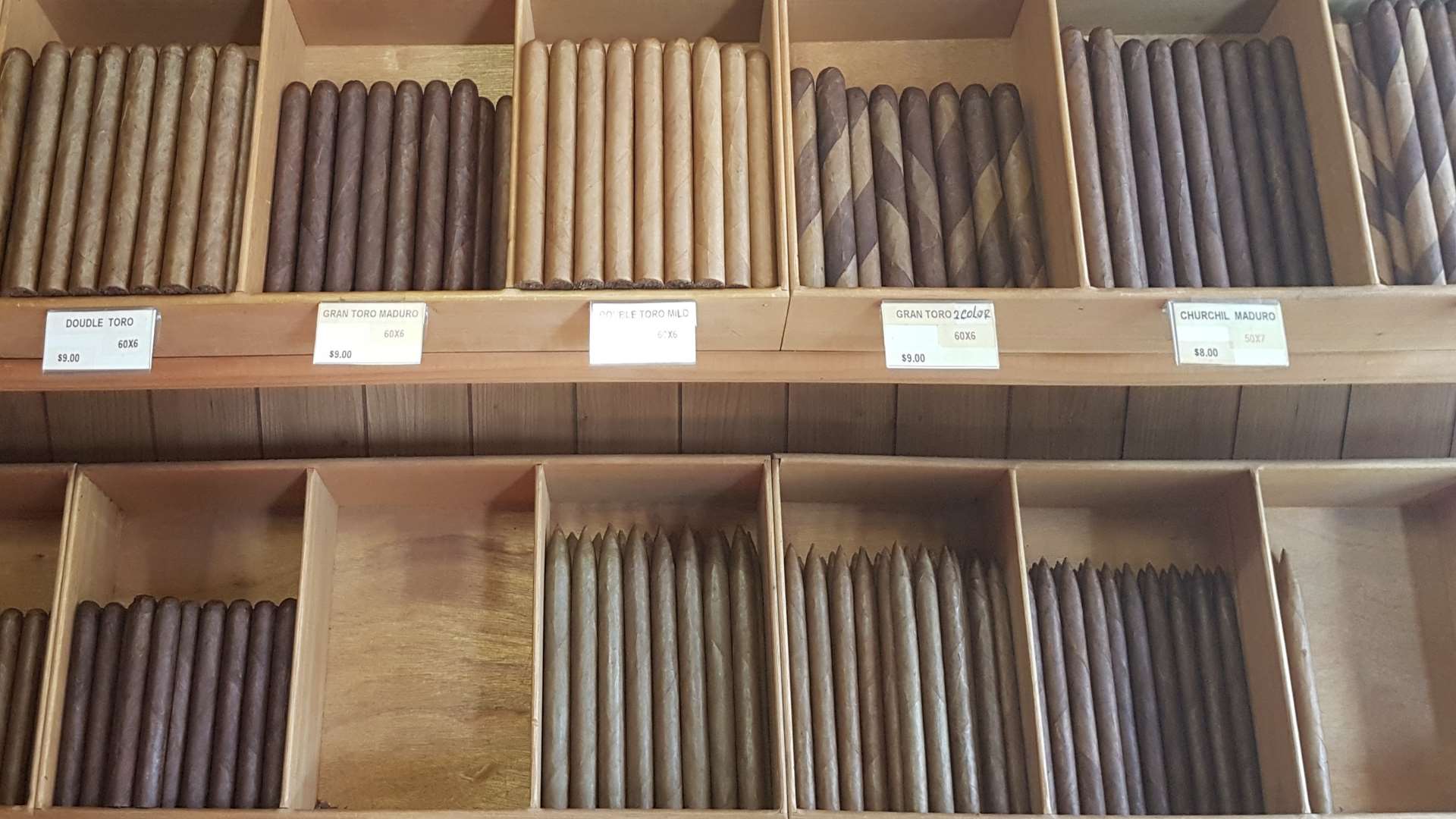 The cigars on offer at one of the shops in Ybor City