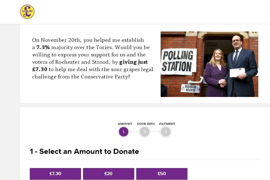 Ukip's donation page on its website.
