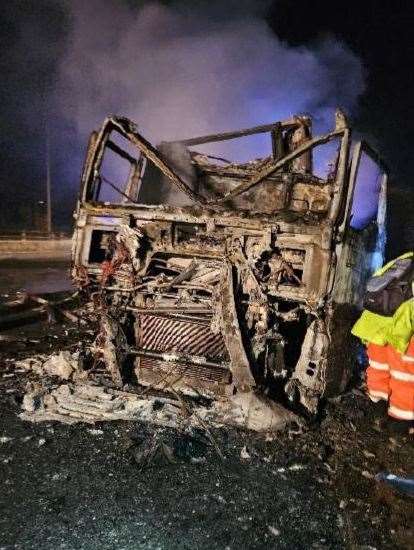 The aftermath of the lorry fire on the M2. Picture: National Highways