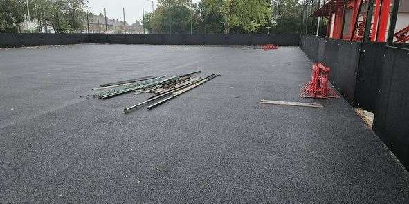 The base surface is ready to be made into a 3G football pitch at Europa Gym in Temple Hill, Dartford
