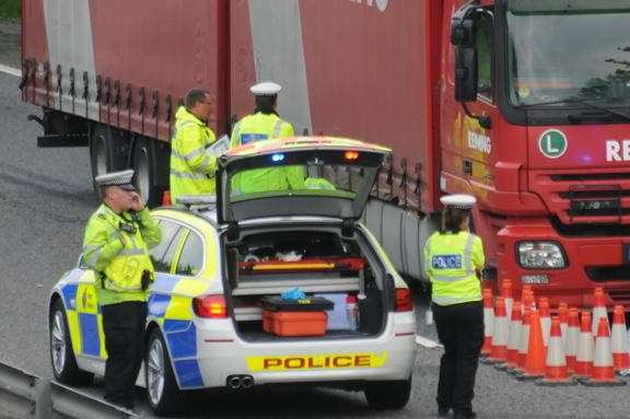 Police at the scene of the fatal crash on the A2 between Bridge and Wincheap