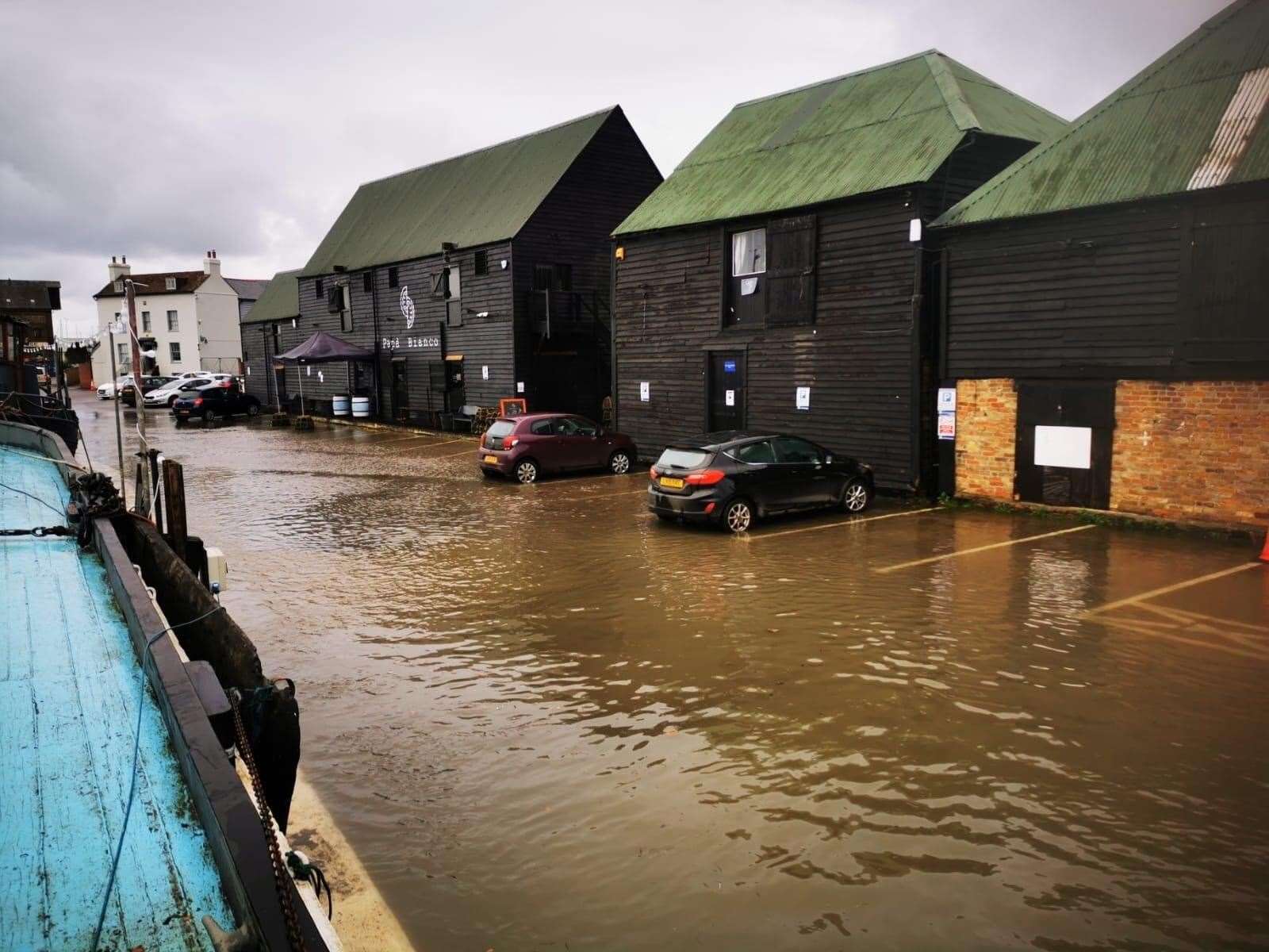 Flooding at Faversham Creek. Picture: @GretaBarge1892/Twitter