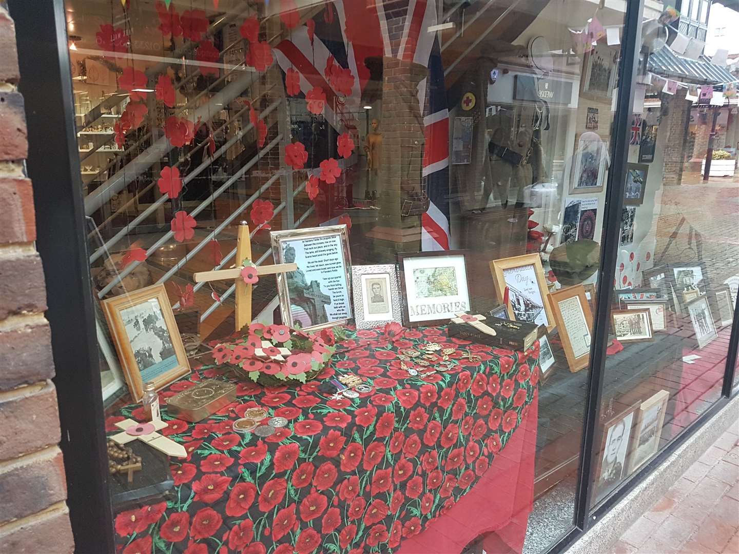 Ashford's YMCA shop has put up a poignant display ahead of Remembrance Day