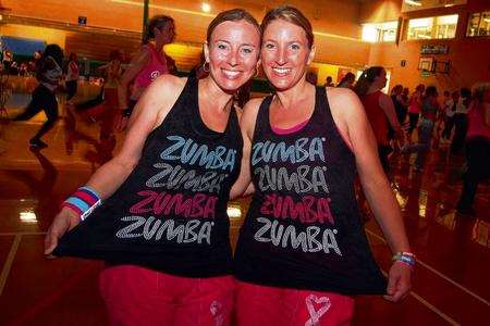 From left, Louise Frost and her sister, Nicky Wheeler, organisers of a non-stop 3 hour Zumba workout, at the Angel centre, Tonbridge