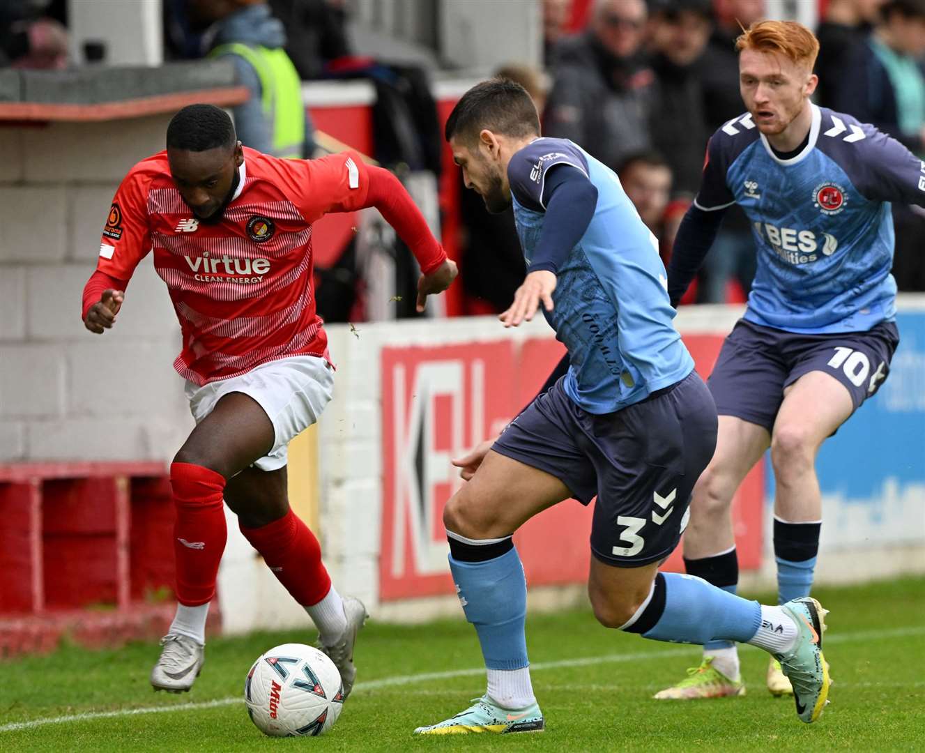 Ebbsfleet's Omari Sterling-James charges forward on Sunday. Picture: Keith Gillard
