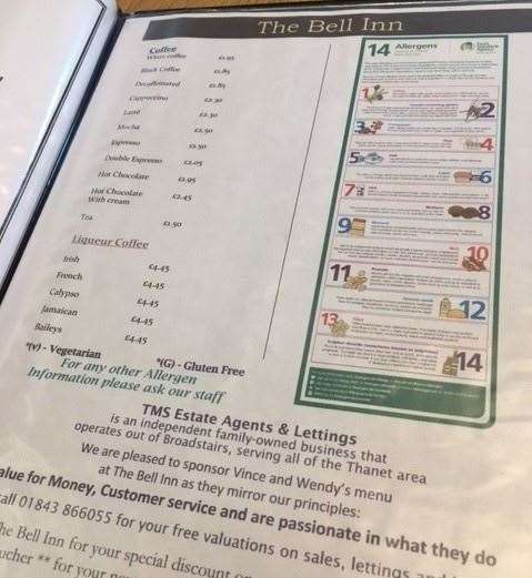 Clearly alive to a commercial opportunity, the menu is sponsored by a local estate agent