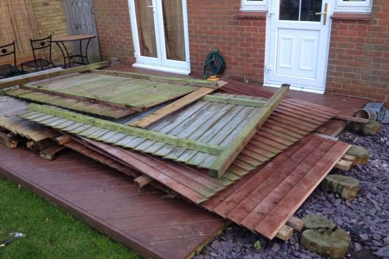 Fence panels blown down at Jamie Cooper's Hillborough home