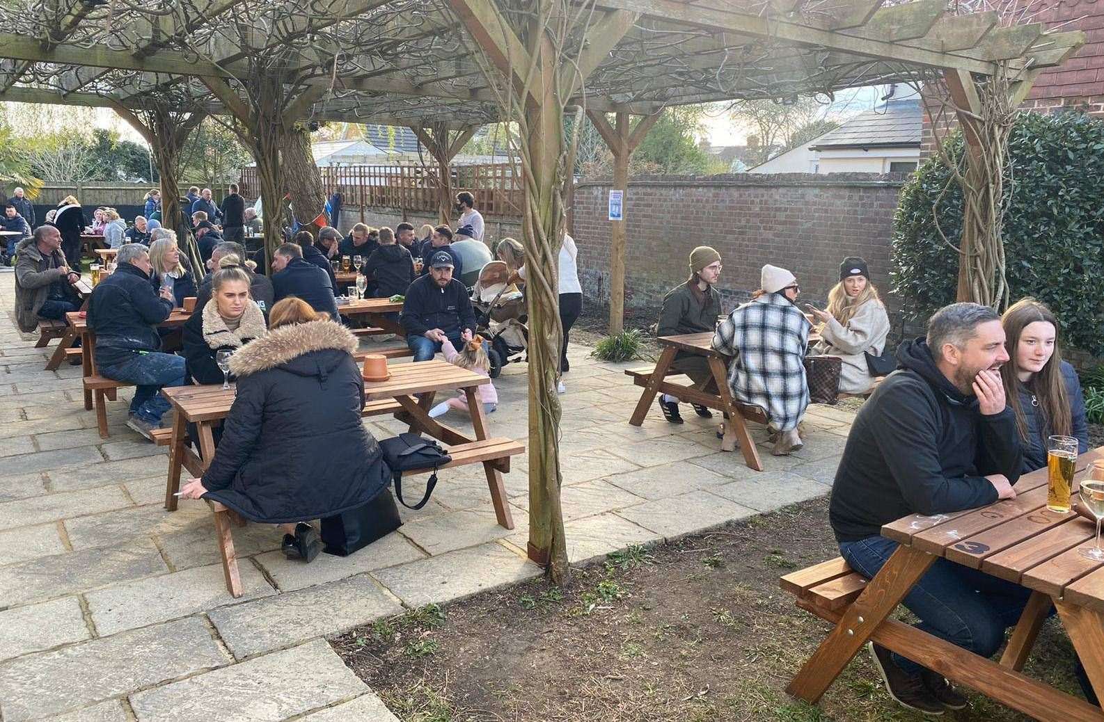 Pubgoers braved chilly conditions to enjoy The New Fox Inn yesterday