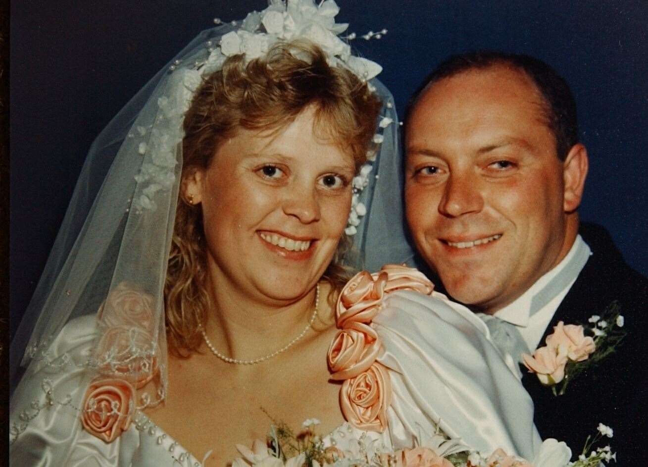 Debbie and Andrew Griggs on their wedding day in September 1990