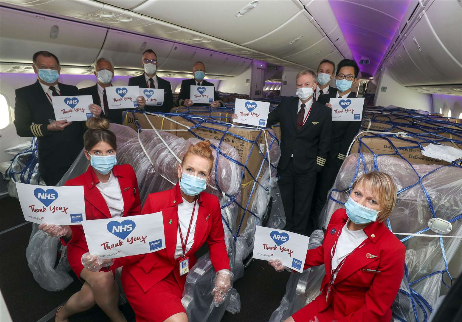 Virgin Atlantic crew on the flight (Steve Parsons/PA)