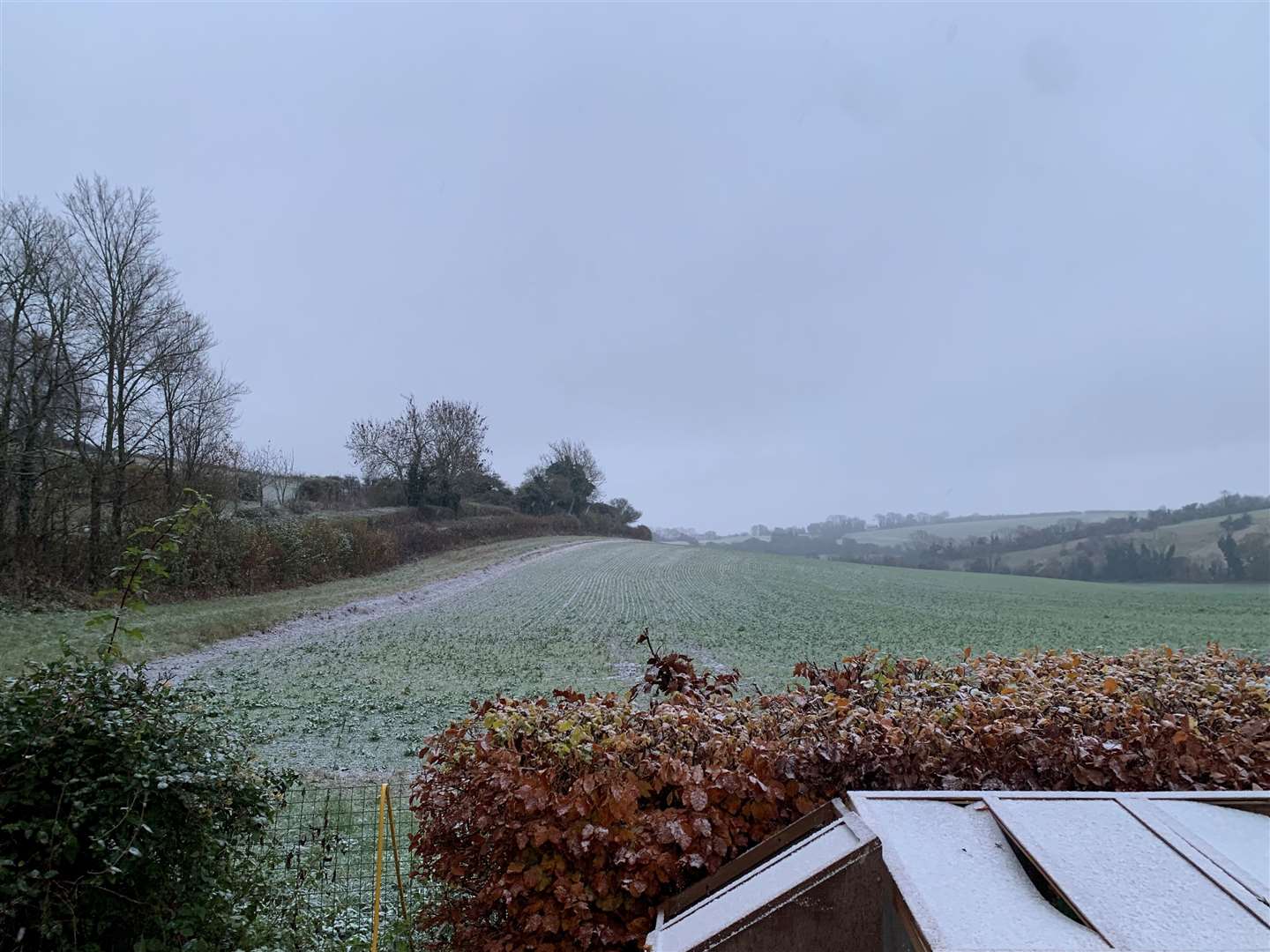 Snow in Hastingleigh, near Ashford