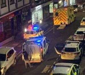 Picture of police and ambulances in Pudding Lane, Maidstone. Picture: Maidstone Community Facebook