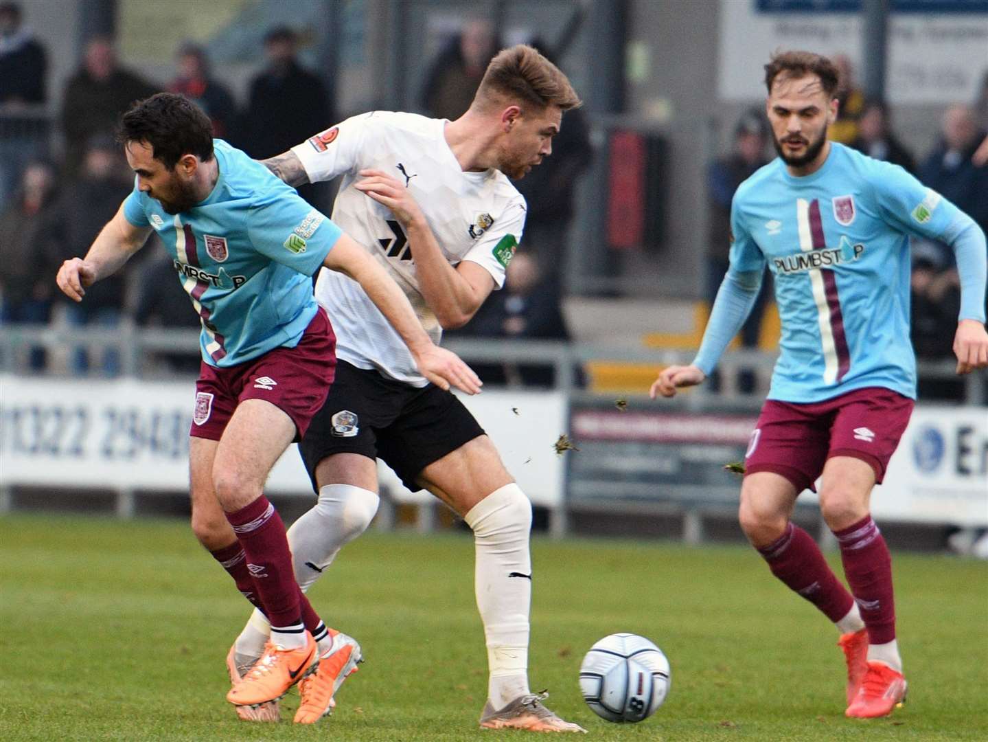 Jack Jebb in the thick of the midfield battle for Dartford against Weymouth last Saturday. Picture: Barry Goodwin (54285230)