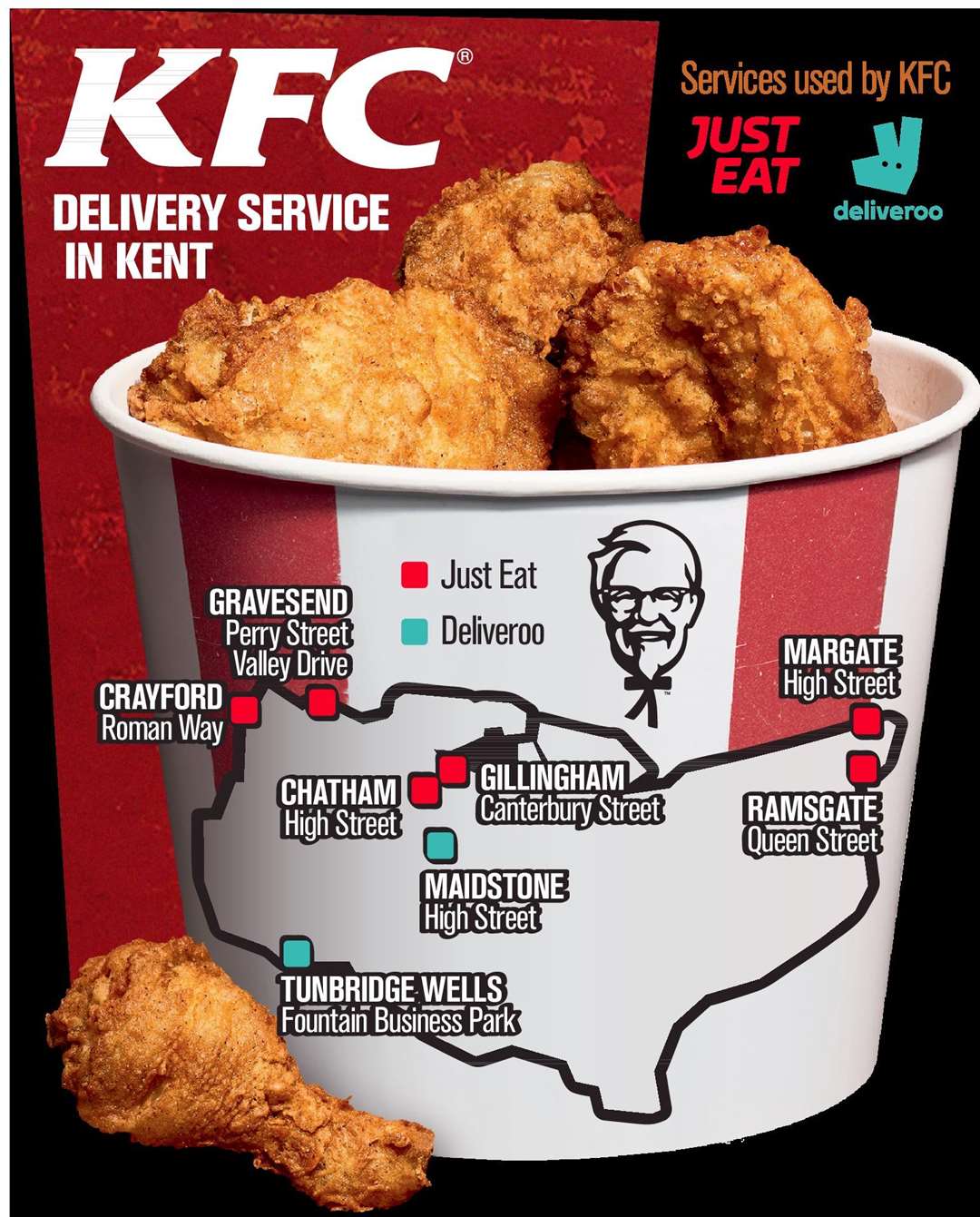 Where KFC delivers in Kent (2976187)