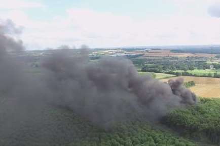 A drone camera captures the plume of smoke. Pic: @MrThaiBox123