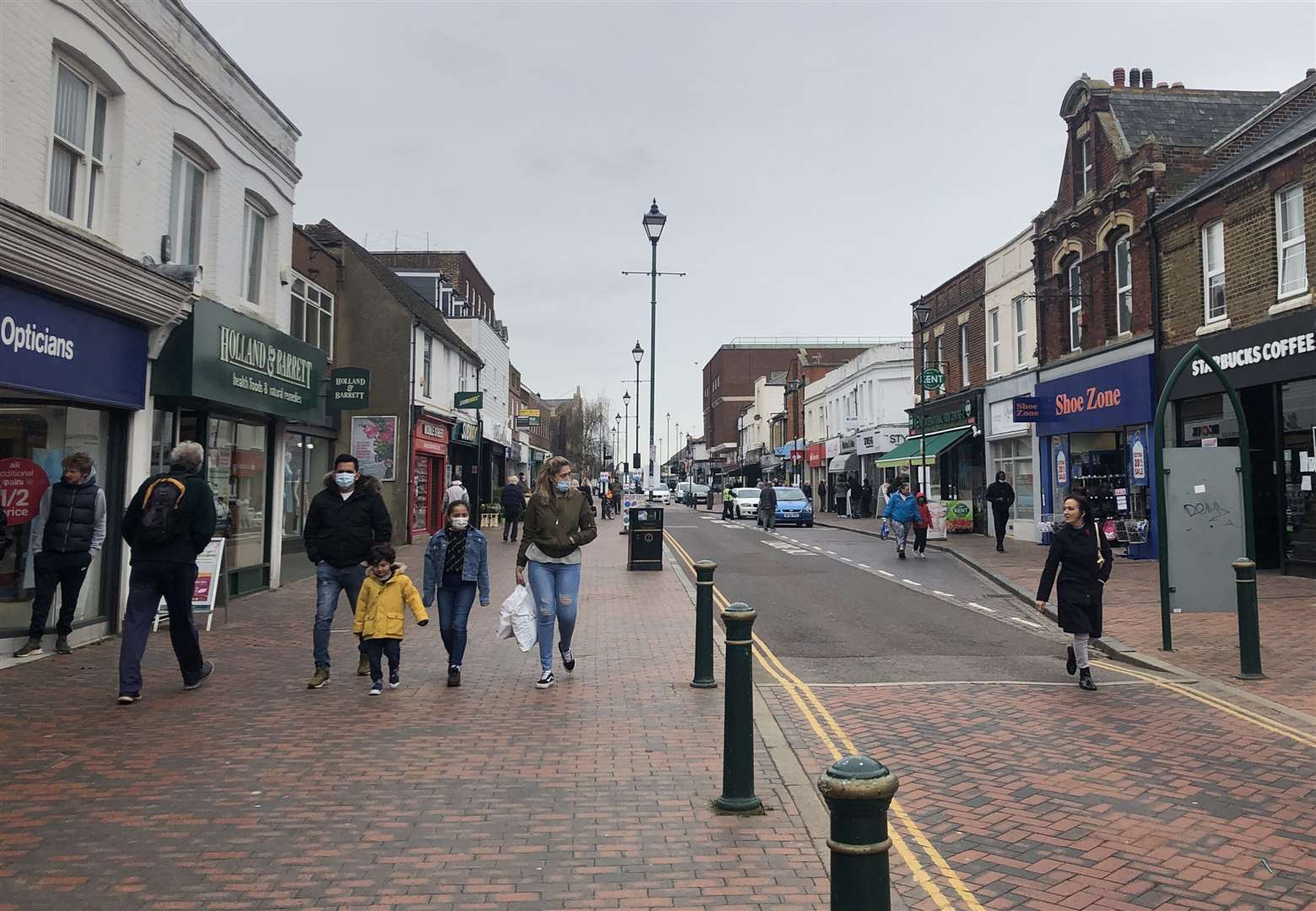 Shoppers in Sittingbourne High Street this morning as all shops, pub gardens, hairdressers and more finally reopened after months of enforced closures