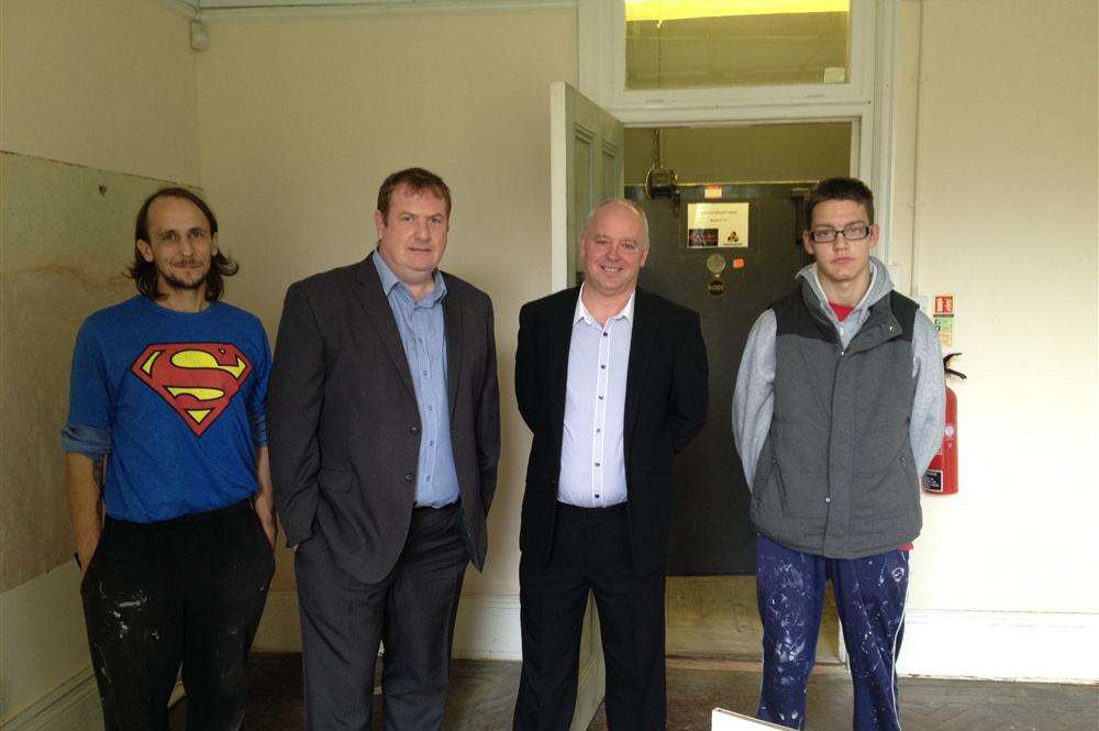 Andrew Deeley and Paul West (middle) with James Beeching and Paul Adams of Restoration Youth