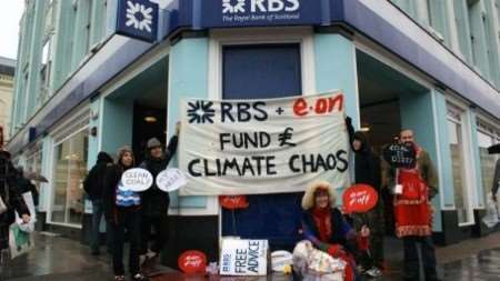 Activists target RBS bank in Brighton on Friday