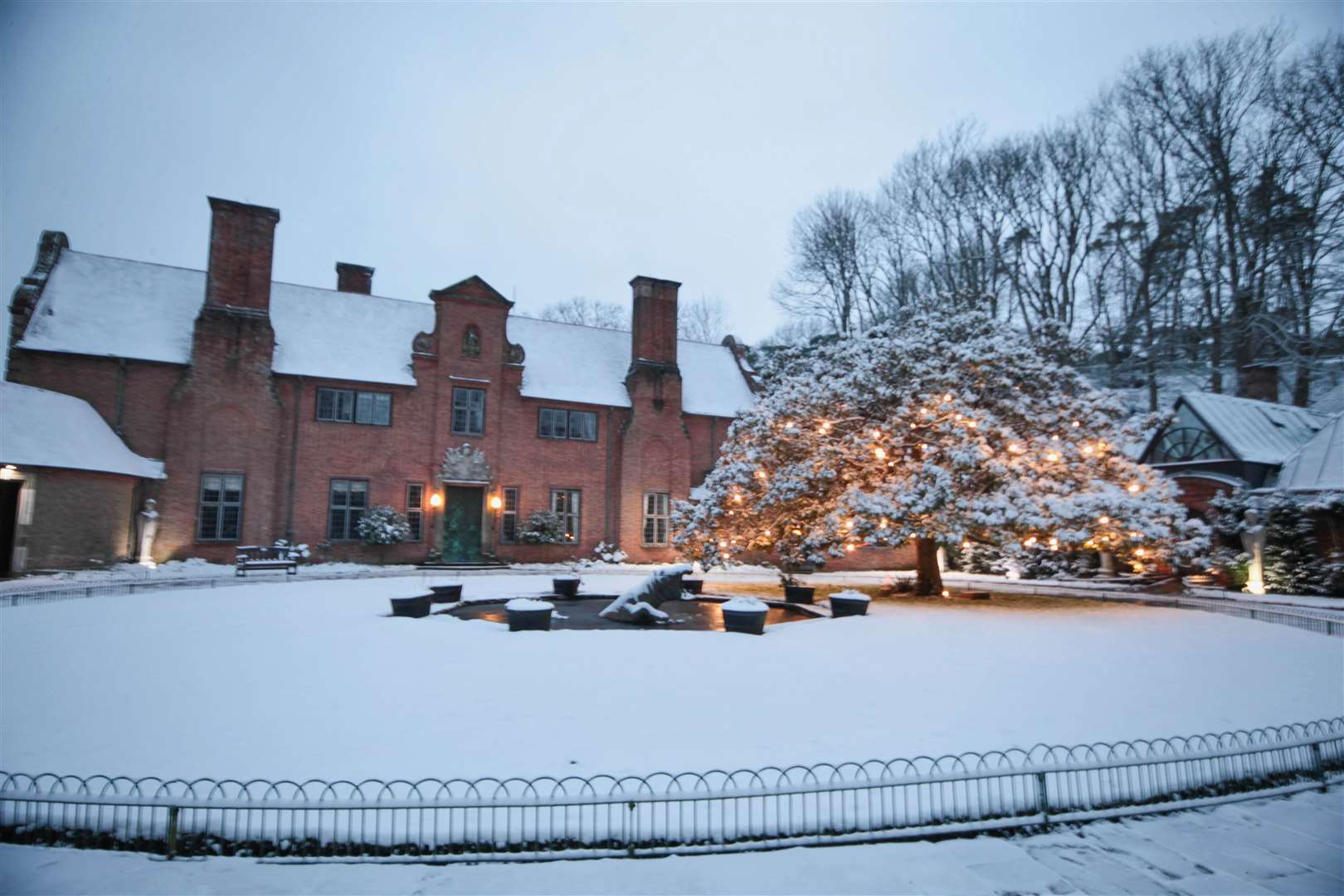 The grounds of Port Lympne covered in snow. Pictures: David Rolfee/Port Lympne