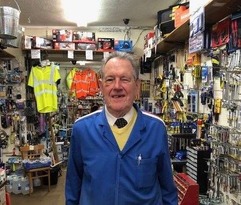 Archie Johnstone in the shop he started working in 70 years ago