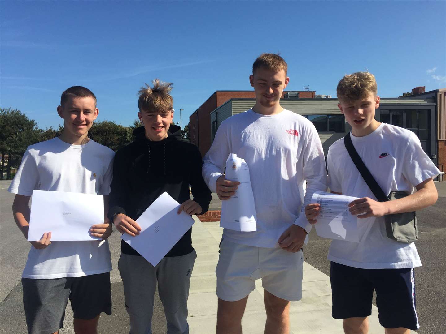 GCSE results 2019 at The Harvey Grammar School: L-R James Dowle, Sam Lane, Cohen Double and Lucas Barbieri (15605850)