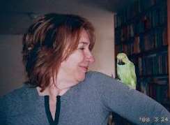 Beaky on Julie's shoulder in 2008