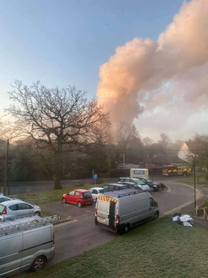 Plumes of smoke could be seen in the local area. Picture: Sonya Flood