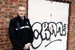 PCSO Gary Faulkner beside the graffiti in Deal