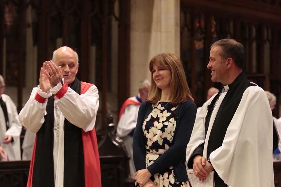The Bishop of Dover with Rev Ian Parrish and his wife Frauke