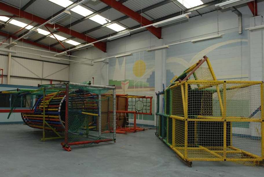 Play equipment awaiting installation in the former sorting office