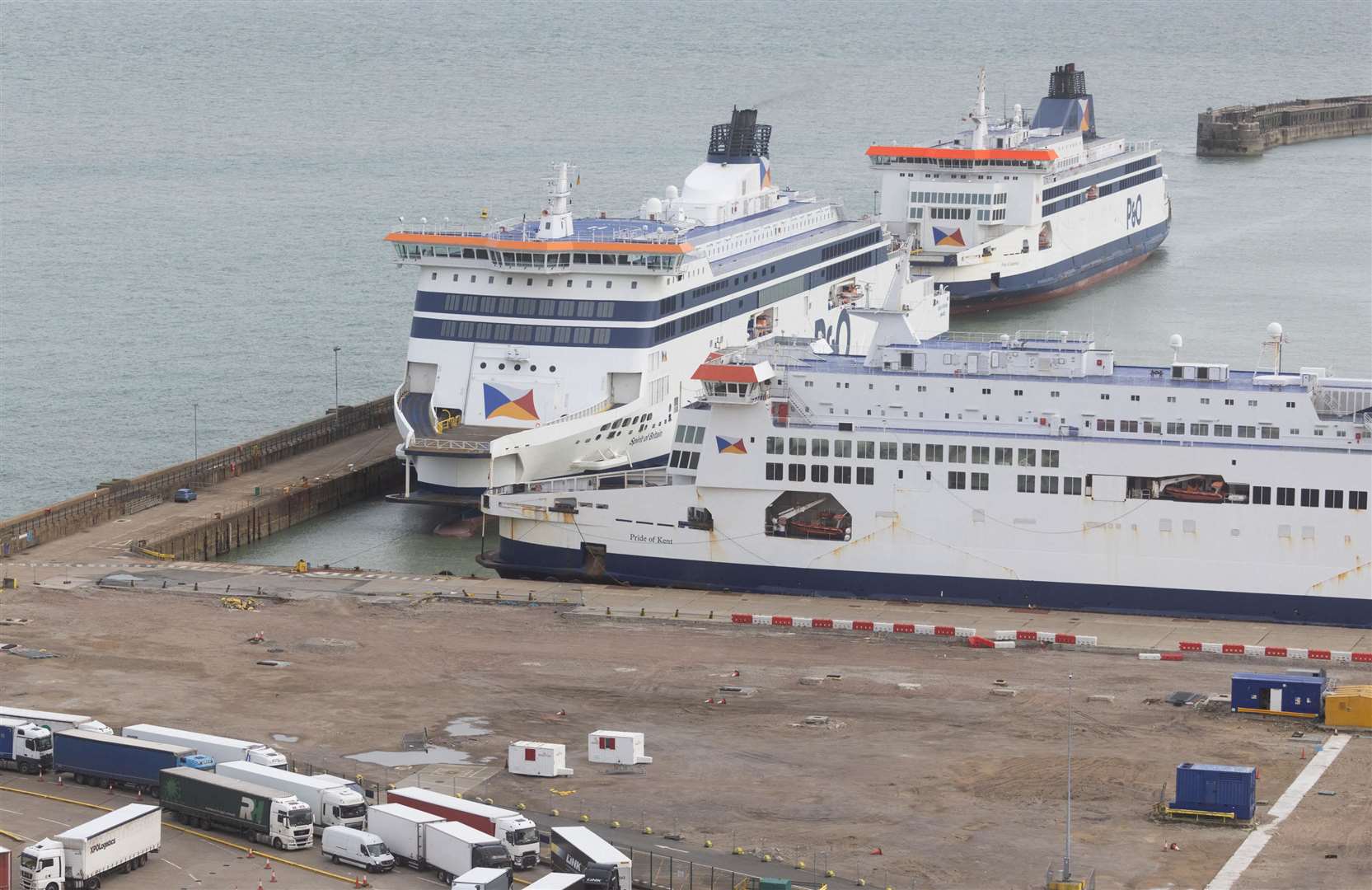 Three P&O ferries moored up in the port of Dover since sailings were suspended. Picture: Barry Goodwin
