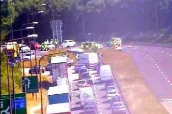 Emergency services at the scene of the crash. Picture: Highways Agency