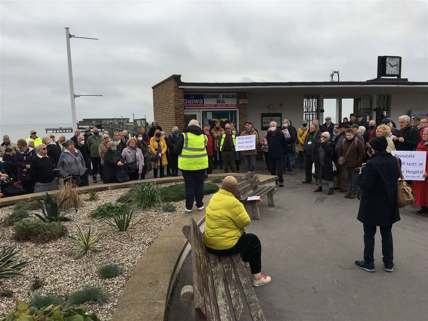 Protesters met on Saturday to campaign against the closure of blood tests at Deal hospital. Picture: Tony Grist