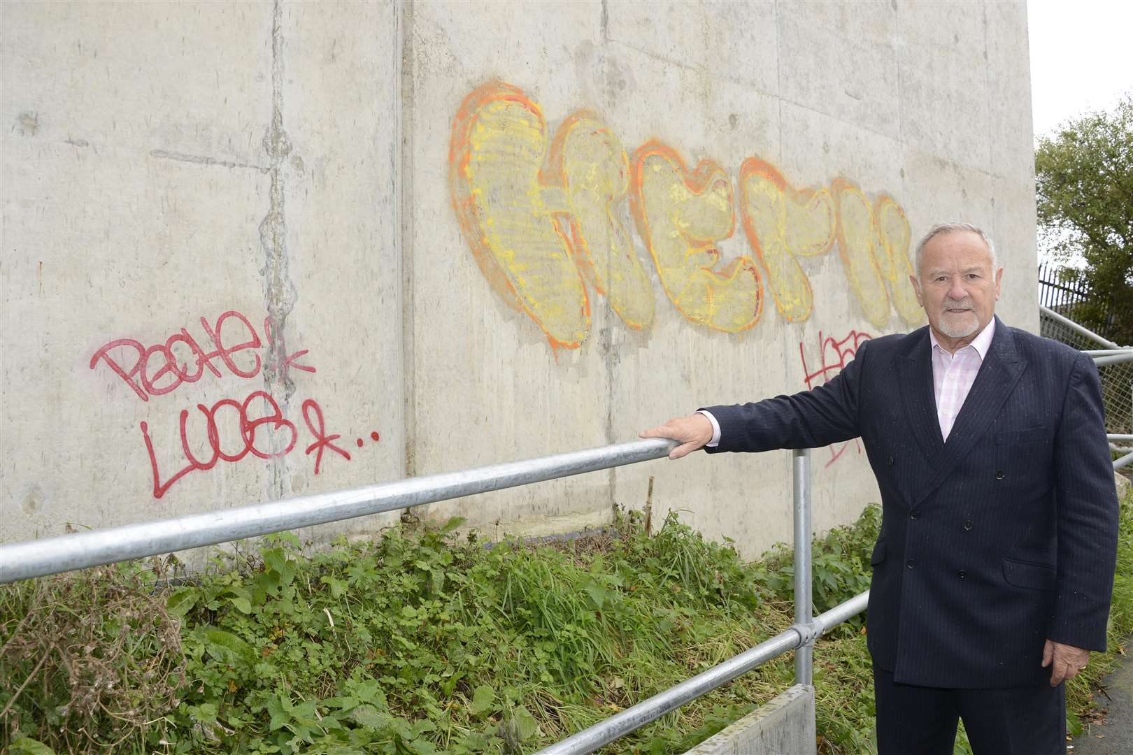 Developer George Wilson with some of the Graffiti
