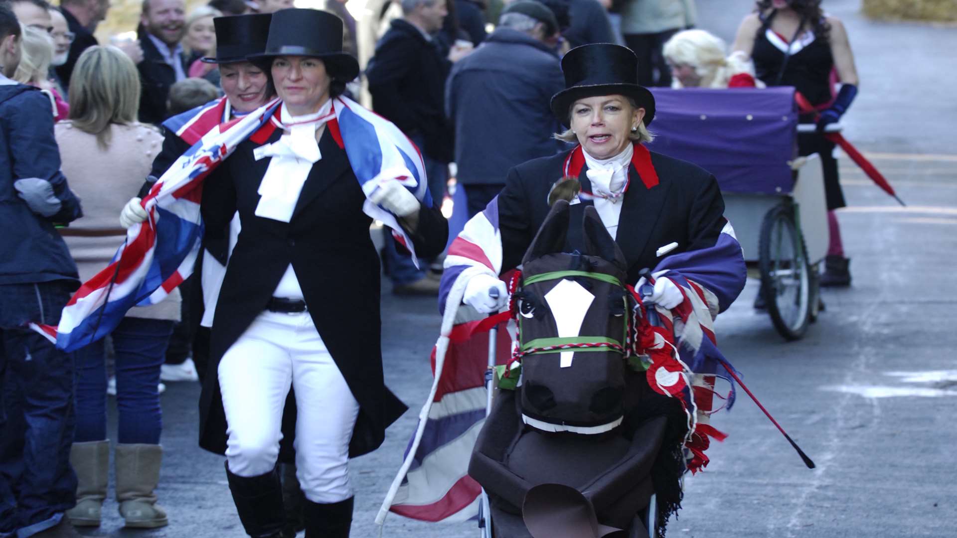 The Olympic Equestrian Dressage Team at the Sutton Valence Pram Race