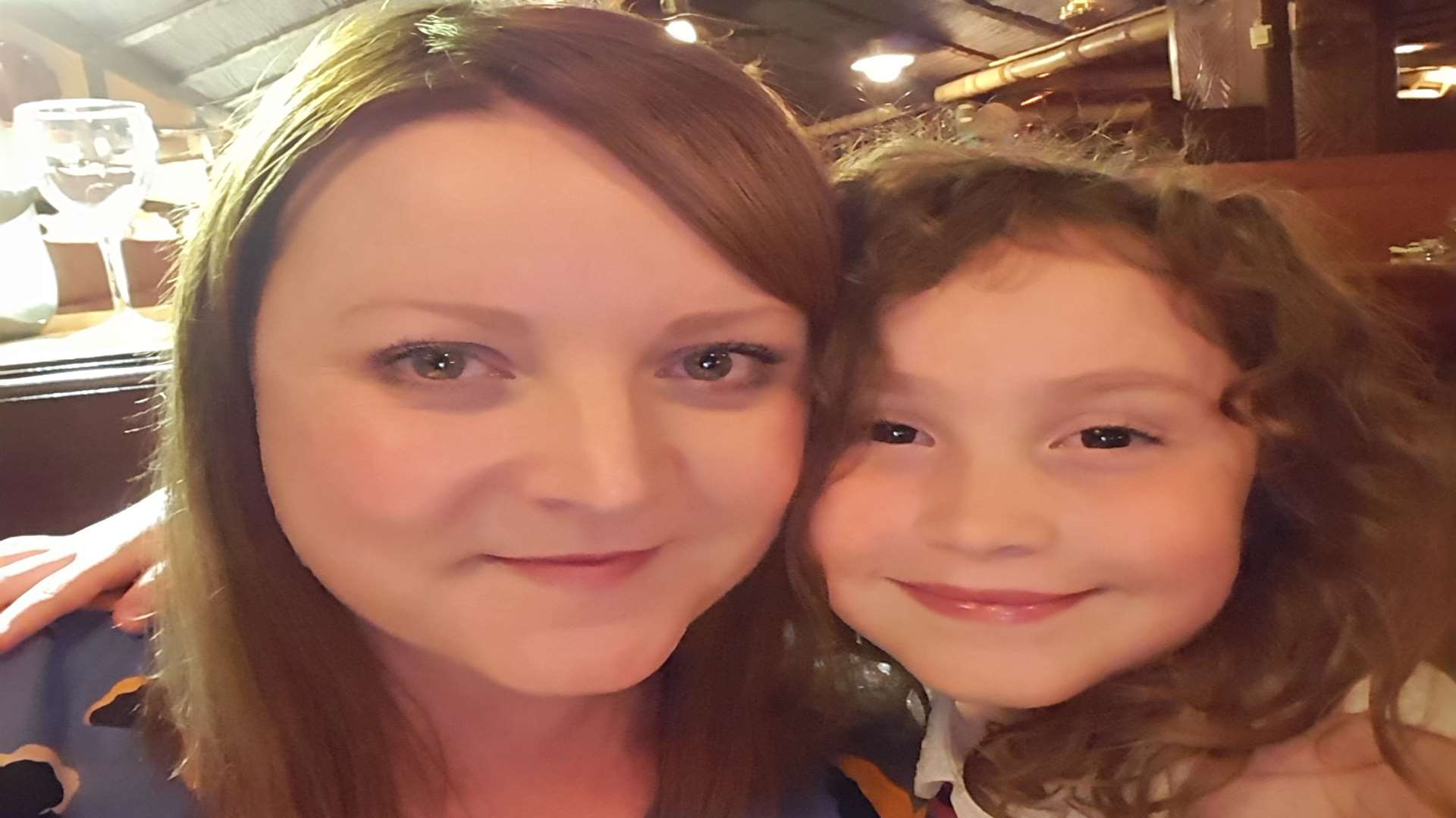 Gemma Constable and daughter Tate Cunningham, six, at the London Hilton on Park Lane