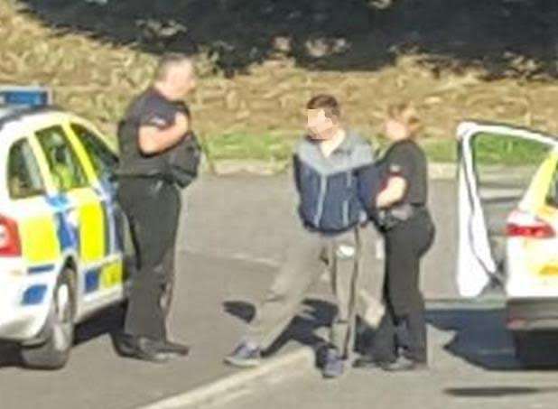 One out of three men arrested reportedly following a police chase which ended in St Benedicts Avenue, Gravesend. Picture: @Kent_999s