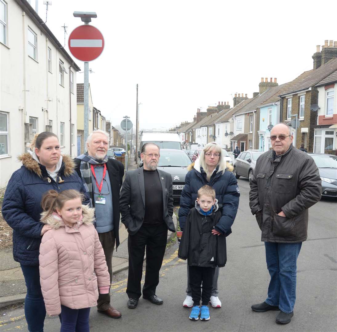 Melissa Keefe and daughter Ava, seven, left, with fellow residents of Shortlands Road, Sittingbourne. Picture: Chris Davey